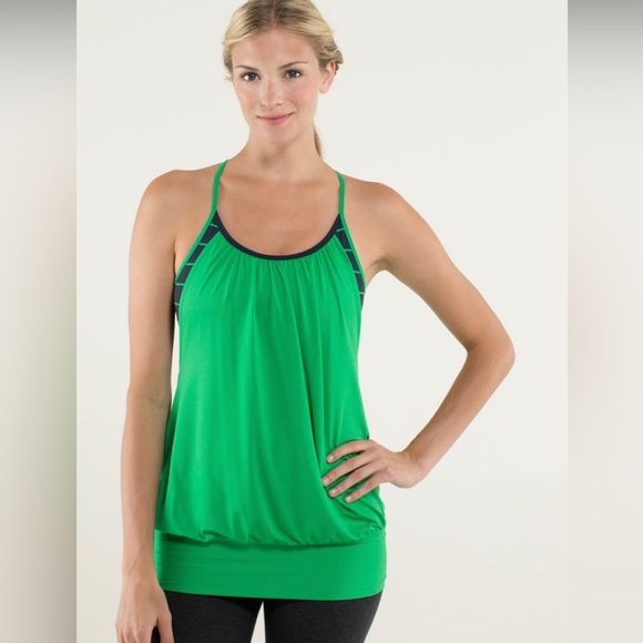 Lululemon No Limits Tank Green Bean Slalom Stripe Inkwell  Inkwell - Picture 2 of 10